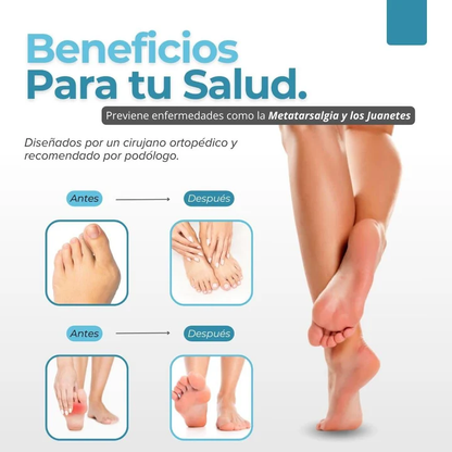 Almohadillas terapéuticas con Separador de dedos l PharmaToe™ 2x1